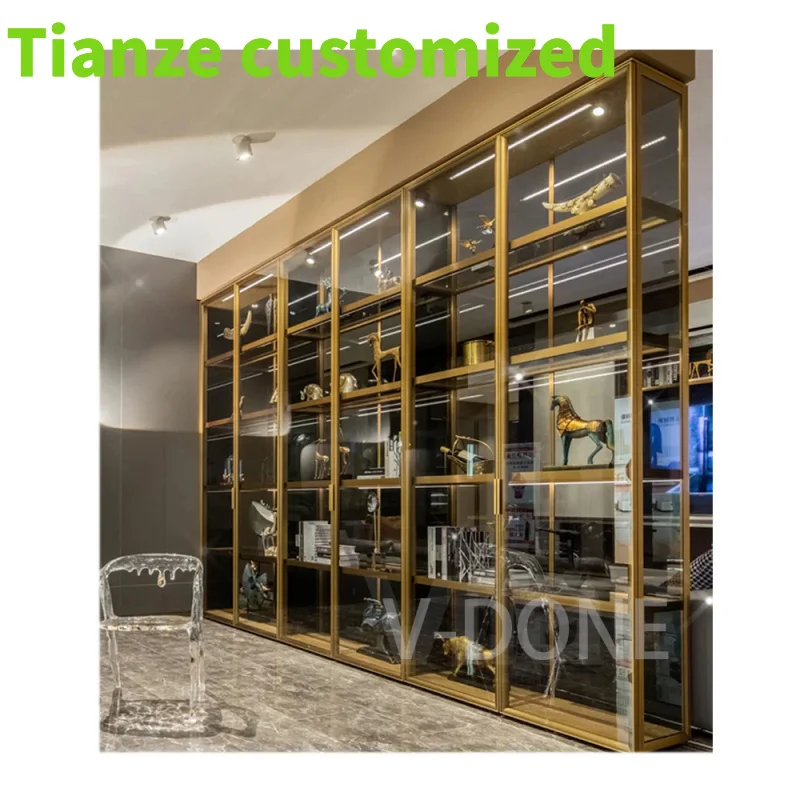 

Customized-Led lights collectibles showcases glass aluminum cabinet display cabinet commercial custom design tempered glass show