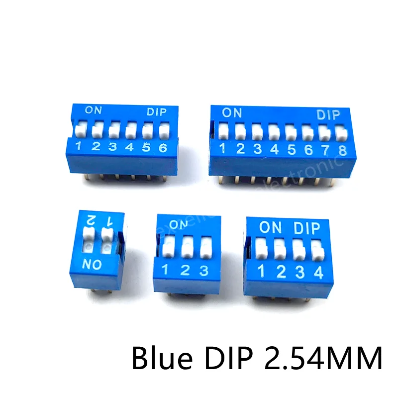 5PCS Slide Type Switch Module 1 2 3 4 5 6 7 8 10Bit 2.54mm Position Way DIP/SMD Pitch Toggle Switch Red/Blue Snap Switch Dial