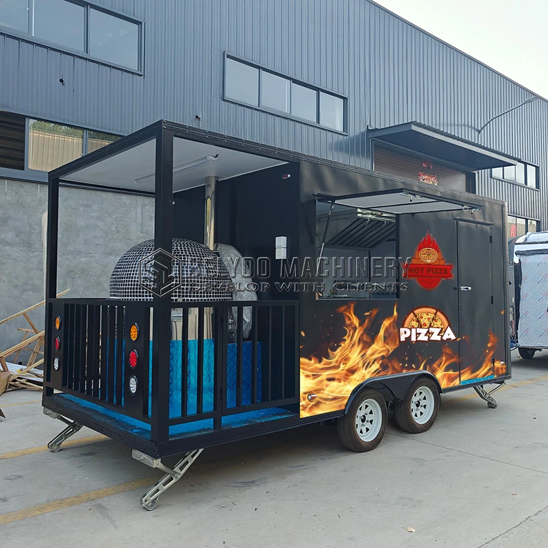 Belyoo Wholesale Price Pizza Ice Cream Mobile Food Trucks for Sale Concession Pizza Food Trailer Fast Food Cart with Pizza Oven