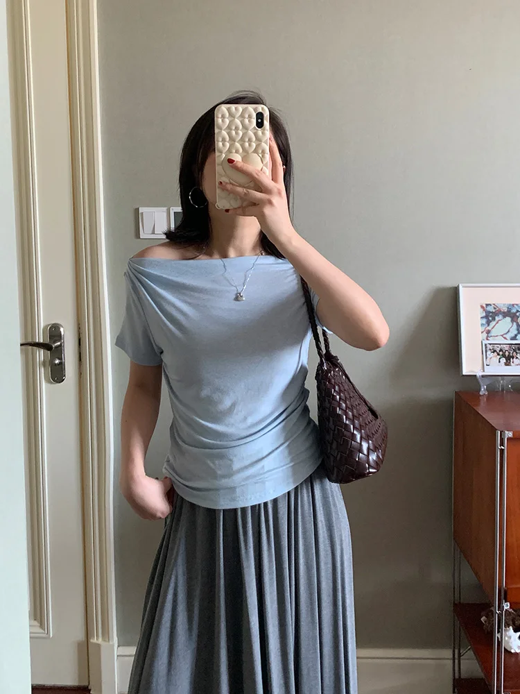 

Pure Desire One-oulder Design Slimming Comfortable T-irt Casual Sle ort Sve Women's Faion Summer Top