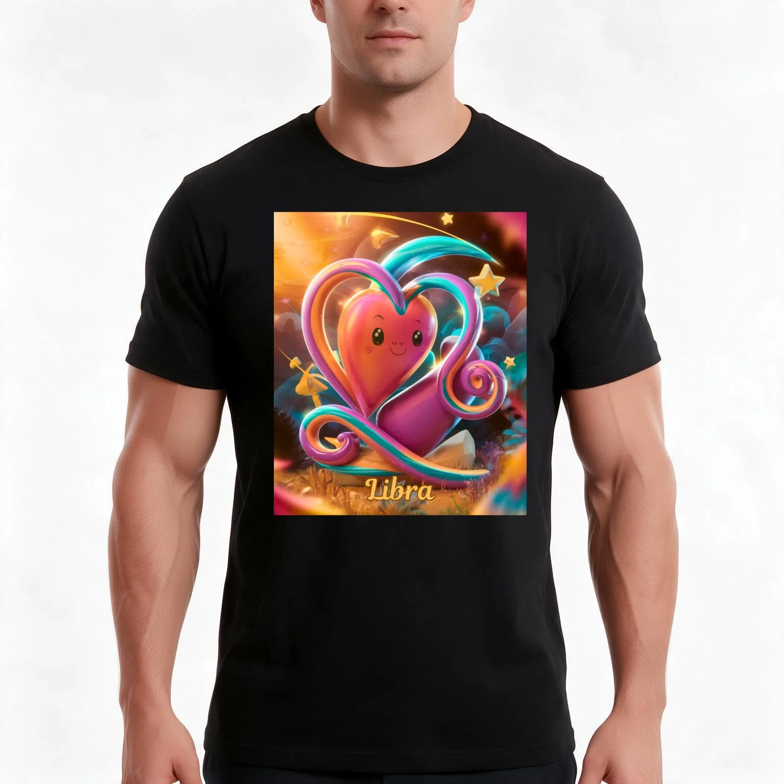 Libra Zodiac heart shape T-Shirt Summer Casual Cotton Tee Oversized Streetwear Tops Vintage Graphic Print Unisex Men Women