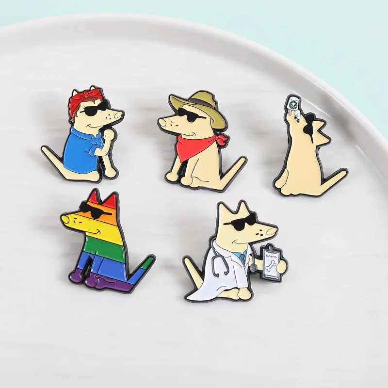 Cute Animals Brooches Creative I Do What I Want Letters Enamel Pins Cartoon Cat Rabbit Sheep Frog Parrot Dog Lapel Pins Jewelry