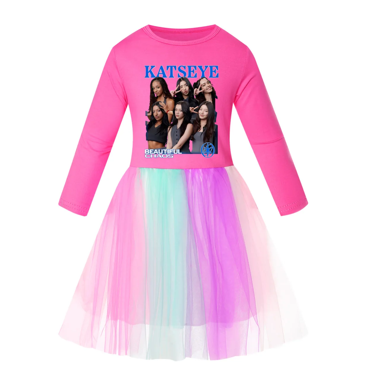 Fashion KATSEYE Dress Kids Long Sleeve Casual Dresses and Bag Baby Girls A-line Princess Vestidos Children Evening Party Clothes