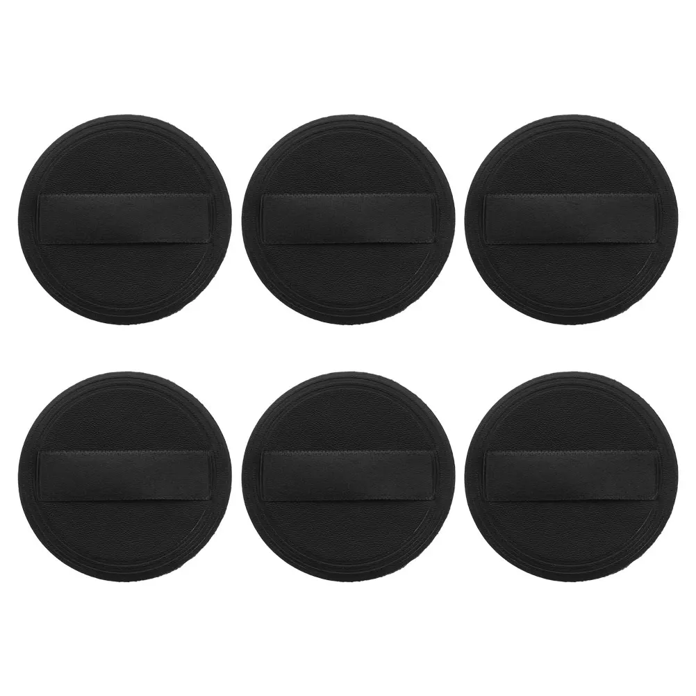 6 Pcs 울트라 얇은 파우더 퍼프 블랙 PU 슈퍼 소프트 메이크업 패드 54x4mm 라운드 교체 화장품 도구 얼굴