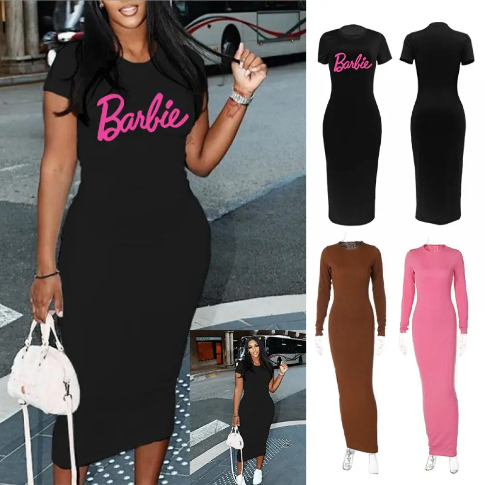 

Hot New Fashion Barbie Long Dress Tight Sexy Women's T-Shirt Long Skirt Party Clothes Tshirt Plus Size Xs-5Xl Thanksgiving Gifts