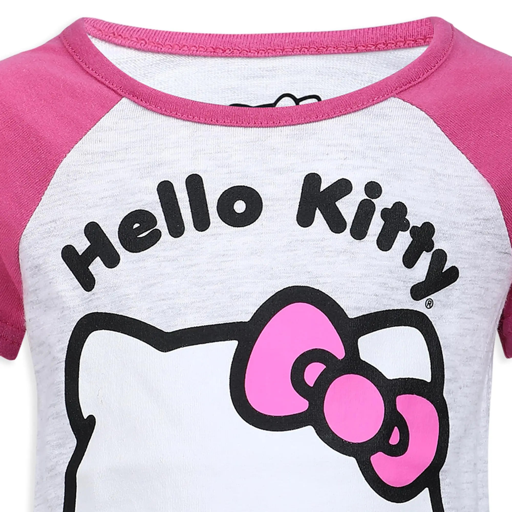 Summer new Sanrio Hello Kitty girl short-sleeved T-shirt Shorts set pink KID/adult crew neck cute 3D printed cartoon pattern set