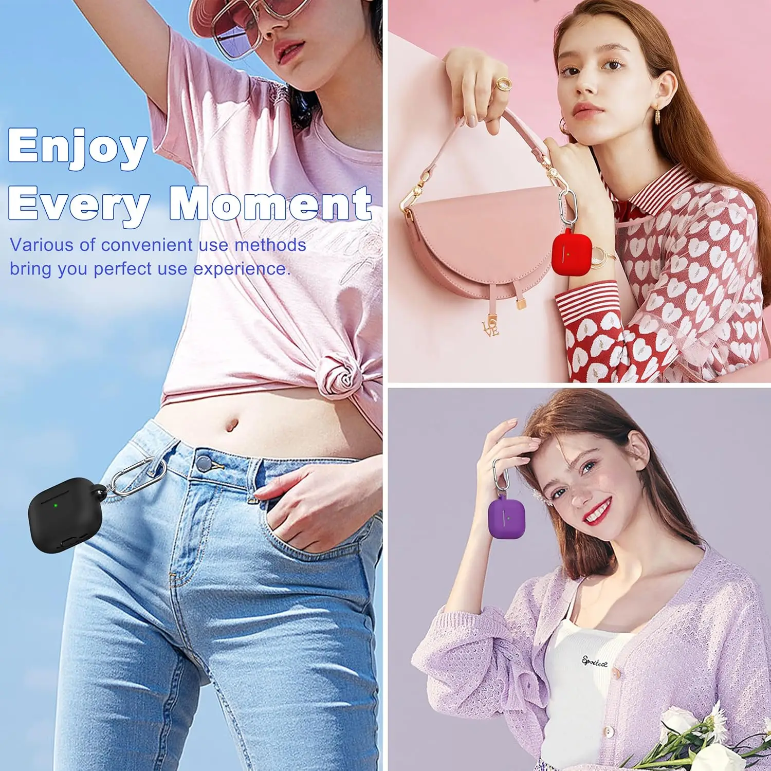 غطاء حافظة لأجهزة AirPods 4 2024 من السيليكون الناعم الممتص للصدمات مع سلسلة مفاتيح ومجموعة تنظيف وحبل لسماعات AirPods 4