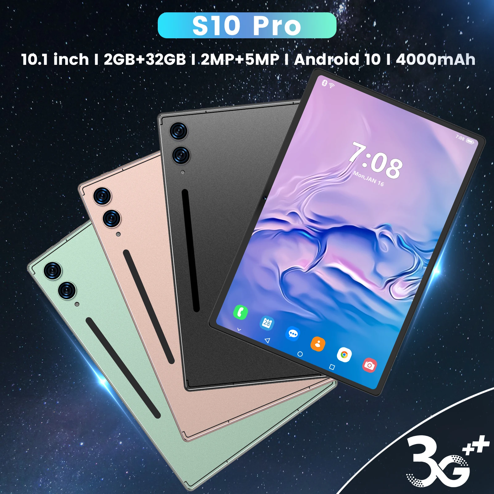 كمبيوتر لوحي JDL PB29، 10.1 بوصة، شريحة 800*1280،6737، 2+32 جيجابايت، 2 ميجابكسل + 5 ميجابكسل، بطارية 4000 مللي أمبير، شبكة 3G، أندرويد 10.0