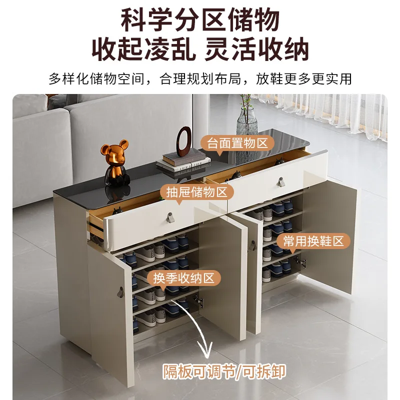 Solid wood shoe cabinet Modern simple paint household door Large capacity foyer cabinet Partition locker Integrated shoe cabinet