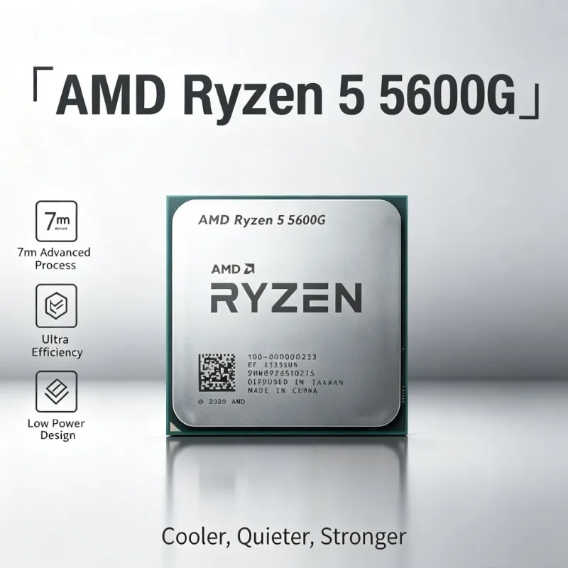 AMD Ryzen 5 5600G Desktop CPU Processor 3.9GHz Six‑Core Twelve‑Thread 65W L3 16M Socket AM4 Without Cooler