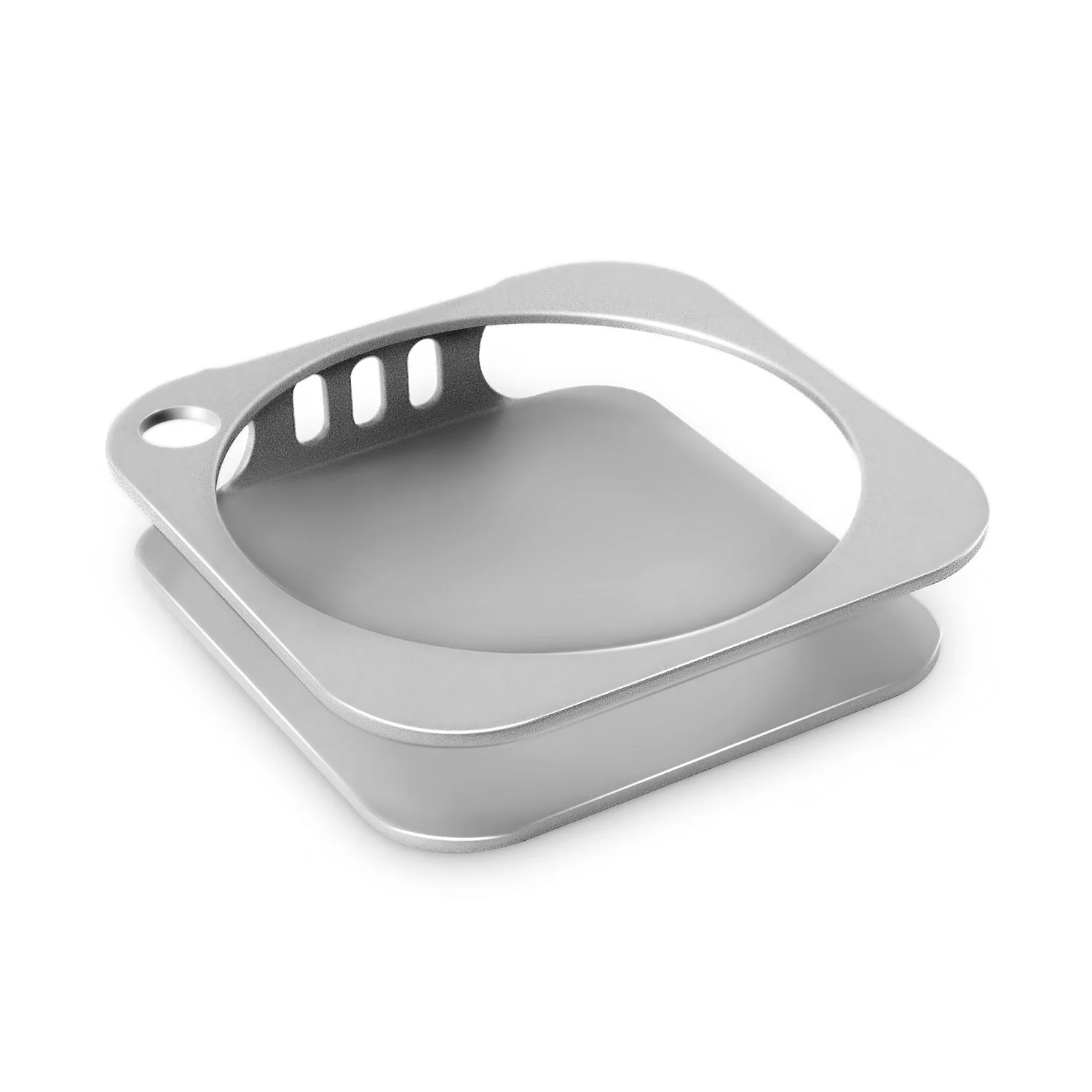 Metal Laptop Stand for Mac Mini Featuring Slip Resistant Corner Cushions and Shock Absorbing Protection for Stable Device Use