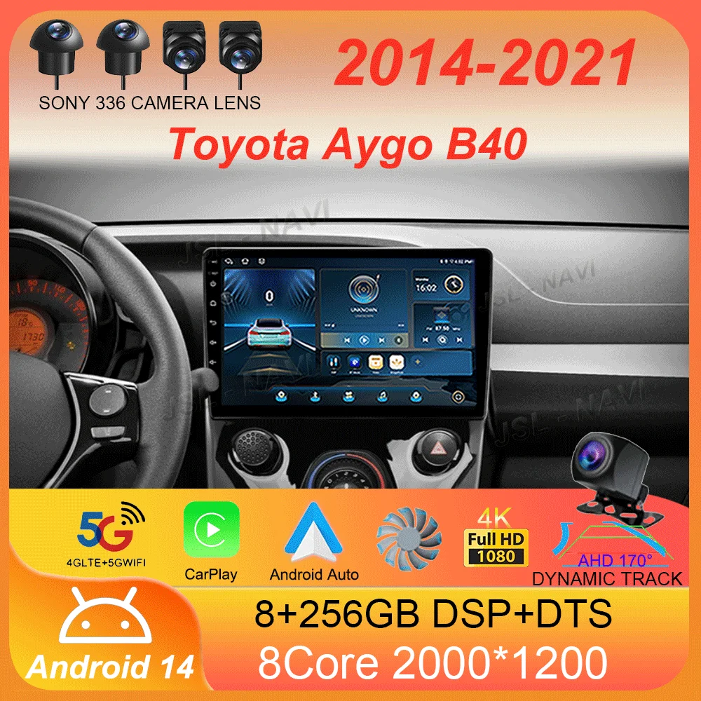

Автомобильный радиоприемник Android 14, для Peugeot 108 для Toyota Aygo B40 2014-2021, мультимедийный видеоплеер, навигация, стерео GPS 2din 2 din DSP
