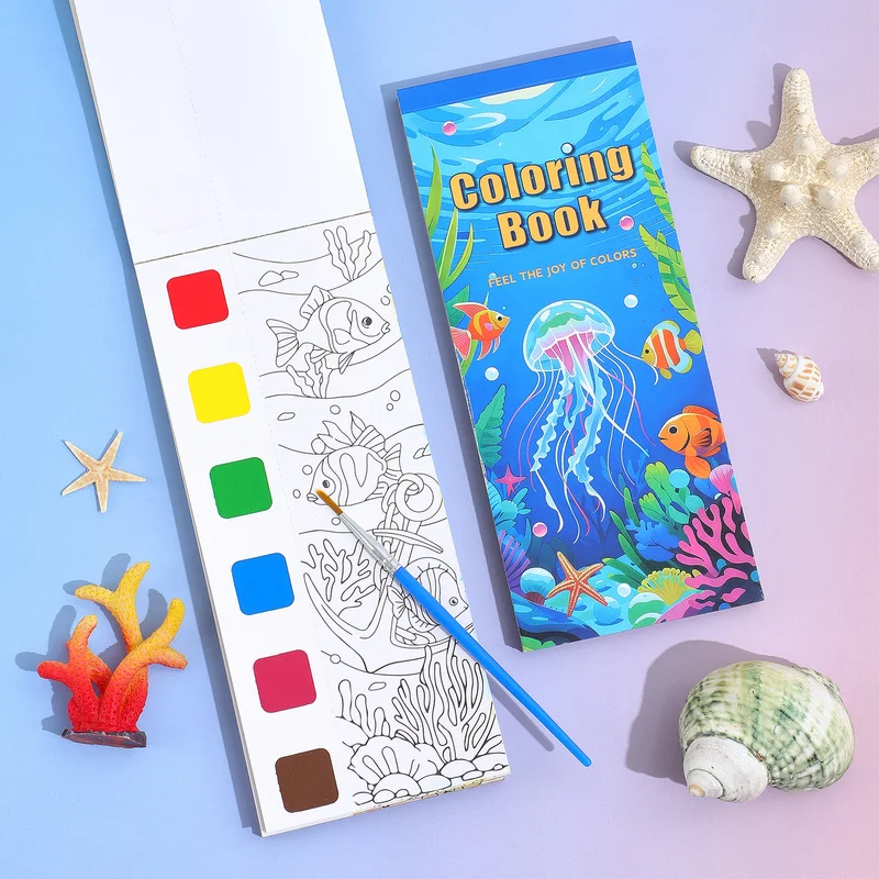 Watercolor Marine Life Coloring Book 12 Sheets With Marine Animals And Plants Designs For Stress Relief Fun Stationery Supply