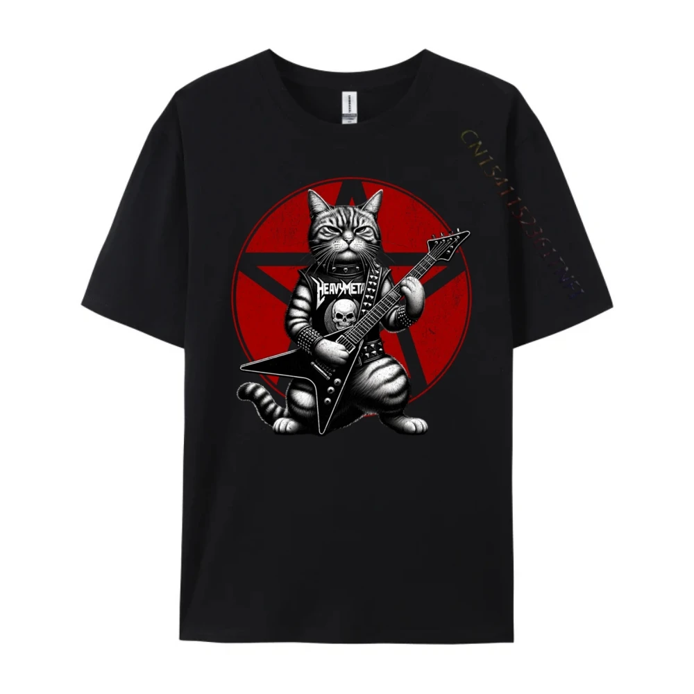 Cats And Metalhead Guitar Brand Clothing Youth Oversize Man Punk Style Valentine's Day Gift T-Shirts Men