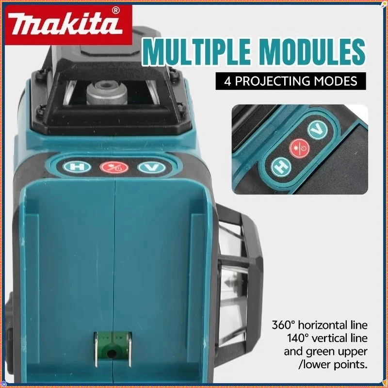 ماكيتا 16 خط عالي الدقة ثلاثي الأبعاد-4D أداة طاقة محمولة معلقة باللون الأخضر الأفقي والرأسي لبطارية ماكيتا #3