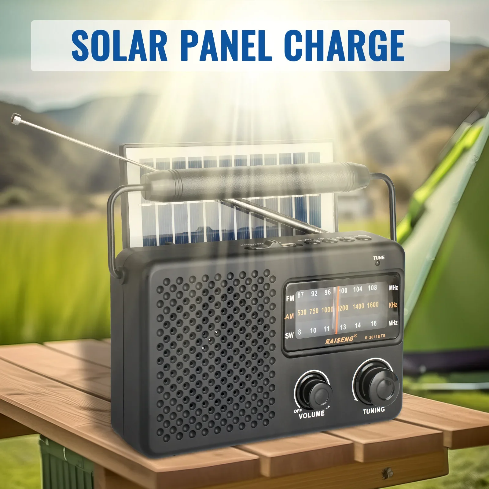 Портативное FM AM SW радио с питанием от солнечной панели, беспроводной Bluetooth-динамик, перезаряжаемая MP3-музыкальная TF-карта, разъем USB 3,5 мм