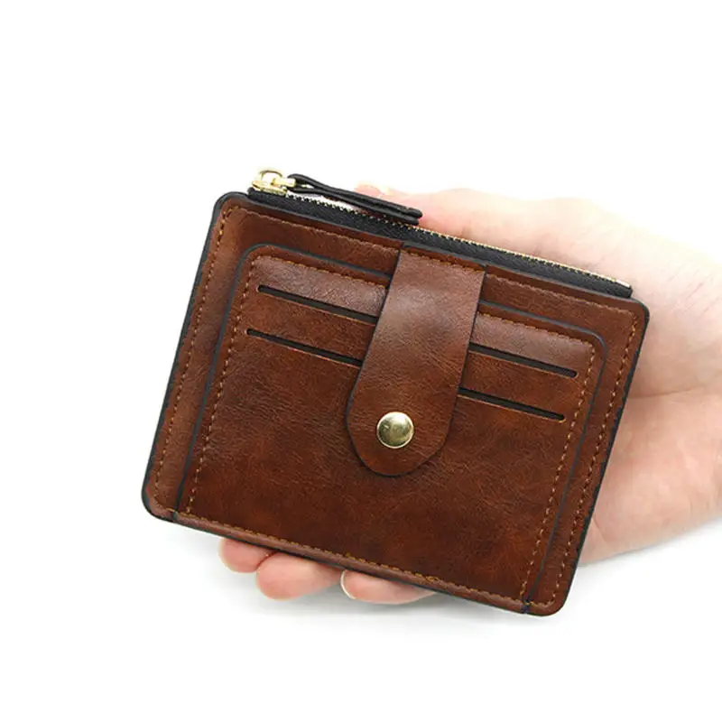 Luxury Small Men's Credit ID Card Holder Wallet Male Slim Leather Wallet with Coin Pocket Brand Designer Purse for Men Women