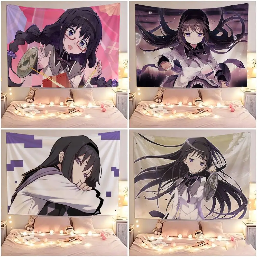 P-Puella Magi Akemi H-Homura Flags Wall Hanging Tapestry Outdoor Garage Room Decorative flag Background Blanket