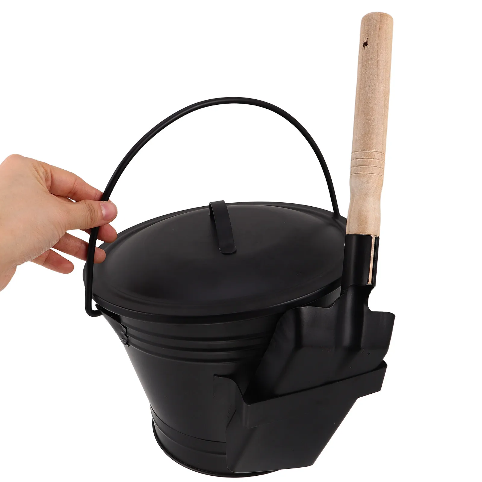 1Set Wall-Mounted Fireplace Ash Bucket with Lid Coal Bucket and Shovel Heavy Duty Metal Ash Pan for Wood Stove Fire Pit Hearth