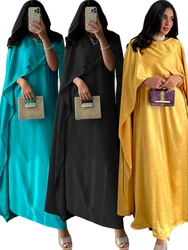 Eid Abaya musulmano per le donne Abito con mantello Abaya in raso Arabo Dubai Jalabiya Abiti da festa Caftano Abiti Abito lungo Jalabiya