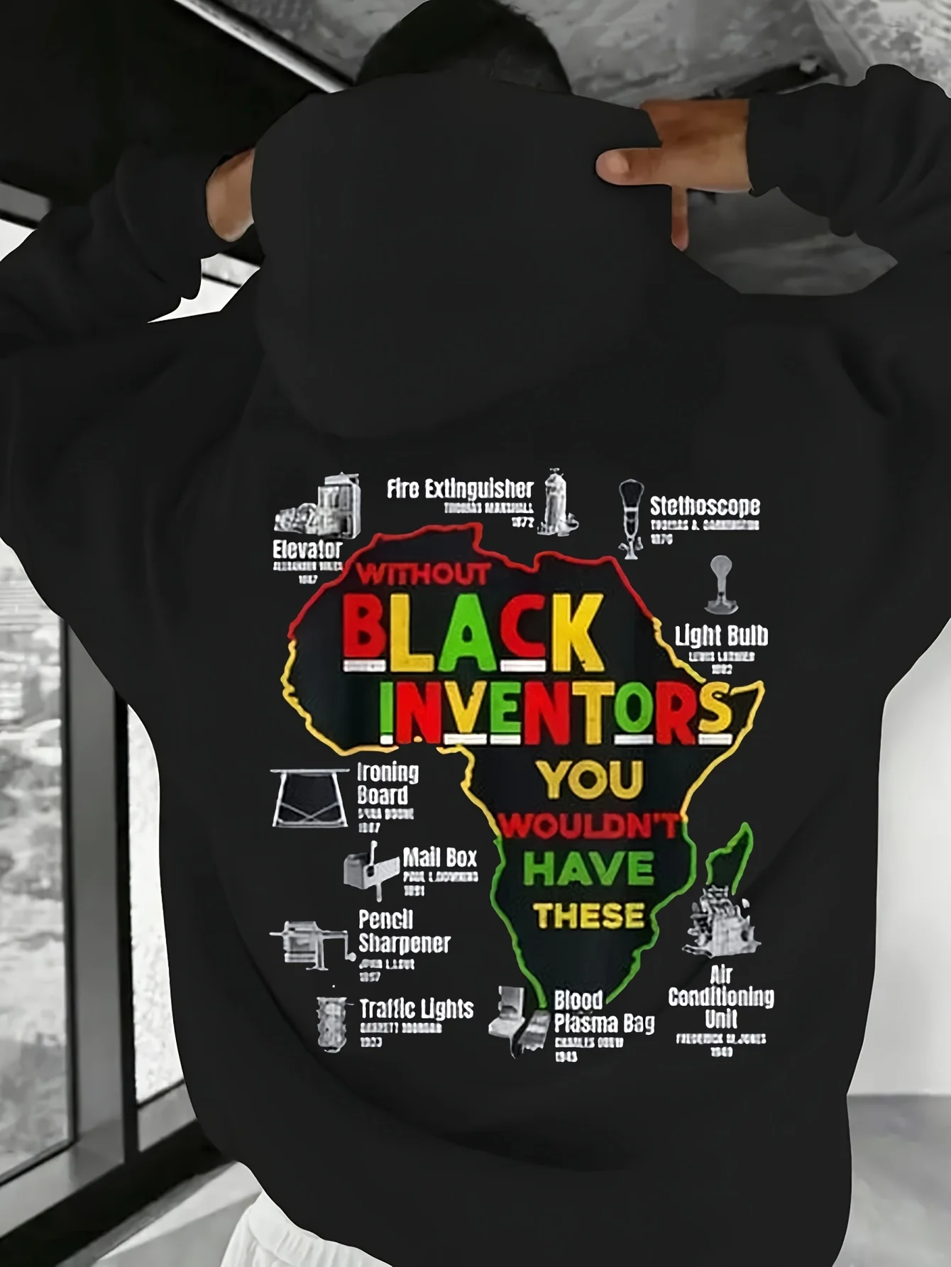 History Education Black History Map Graphic Hoodie Educational Black Pride Casual Hooded Sweatshirt