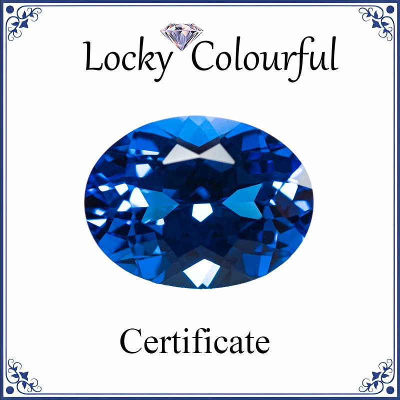 Lab Grown Sapphire Oval Shape Top Quality Blue Demon Color Charm Beads for DIY Jewelry Making Materials Selectable Certificate