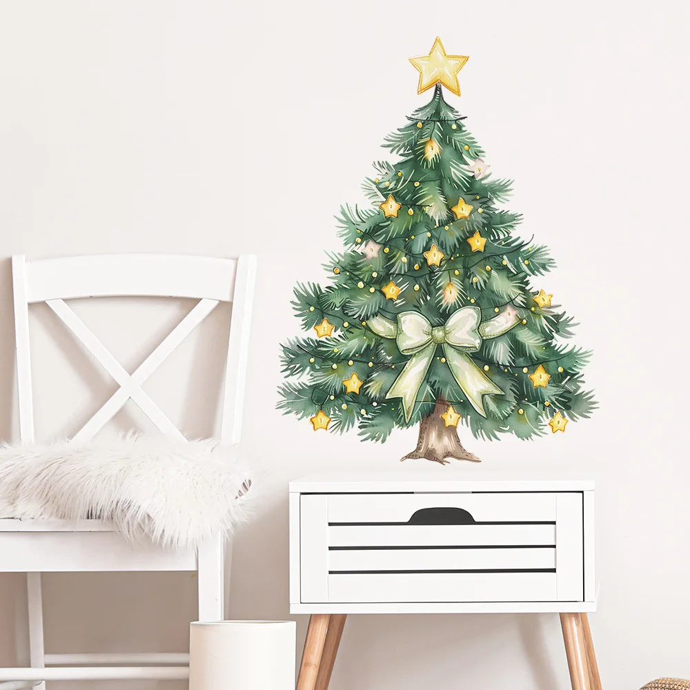 Christmas Tree Decorative Vinyl Wall Sticker For Christmas Decor Wall Decor Adhesive Wallpaper Living Room Decoration Home Decal