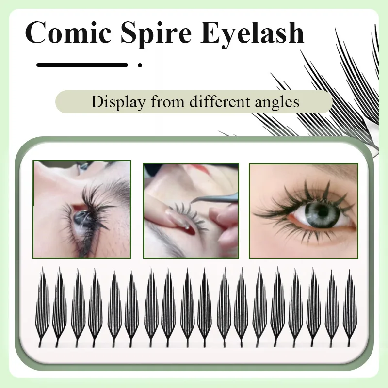 Racimos de pestañas manga cómic 3D Pluma Anime Abanicos premoldeados Individuales Extensión de pestañas Naturales Para maquillaje de ojos 3