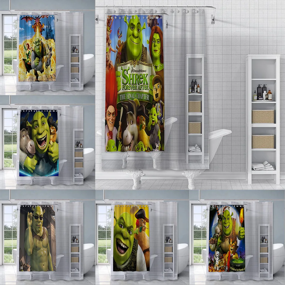 Shrek Shower Curtain Waterproof Polyester Fabric Paint Colorful Bath Curtains Home Bathroom Decor Curtain With Hook