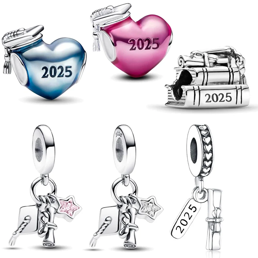 Graduation Season Full Series Heart Charm Graduation Cap Fit Pan Original Bracelet DIY Jewelry 2025 New Students Fresh Graduates