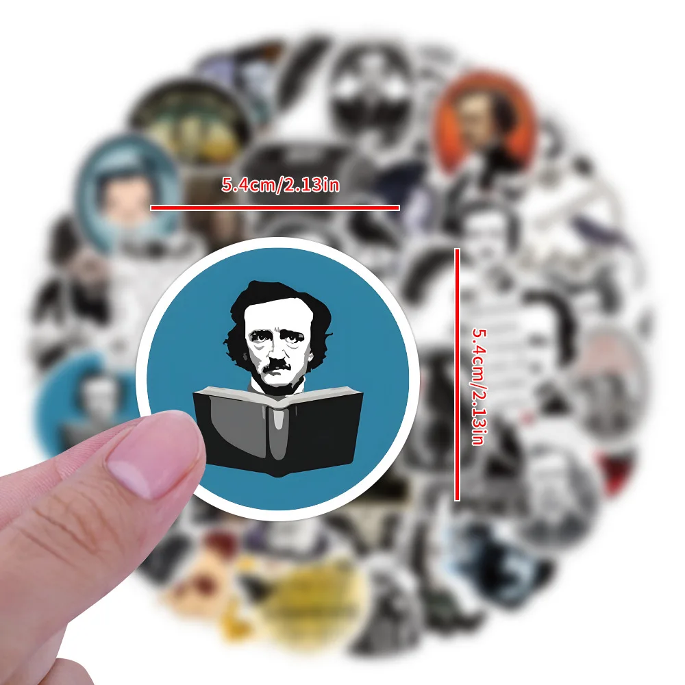 10/60PCS Edgar Allan Poe Stickers DIY Color Watercolor Guitar Album Phone Notebook Cup Decoration Stickers Decal Toys Stickers
