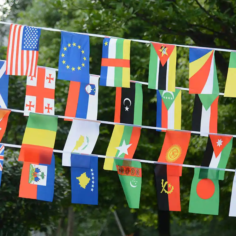 

100 Countries Hanging Flags 25M String 14x21cm World National Bunting Banners For Home Party Decoration Celebration Exhibition