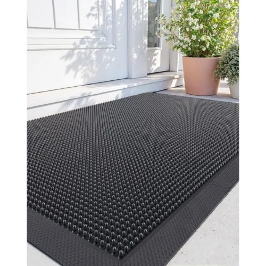 

Front Door Mat Outside Entrance, 24x36 Heavy Duty Non-Slip Rubber Entry Mats, Dirt Trapping Waterproof Low-Profile Welcome Door