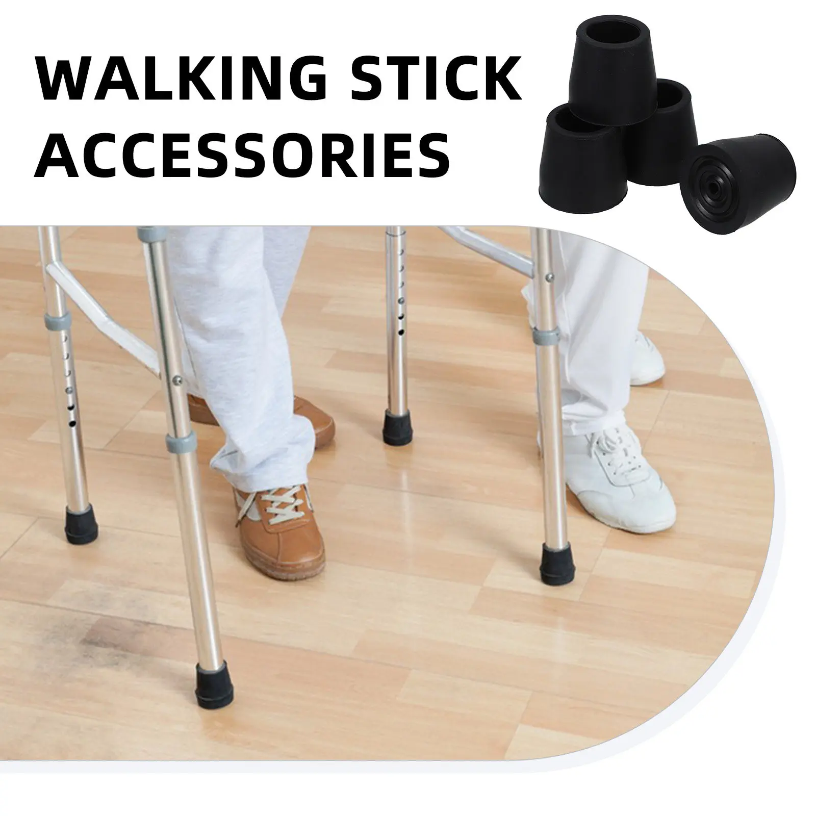 4Pcs Nonslip Thick Rubber Walker Tips Foot Covers for Walkers Chairs Tables Furniture Floor Protectors Elderly Mobility Safety