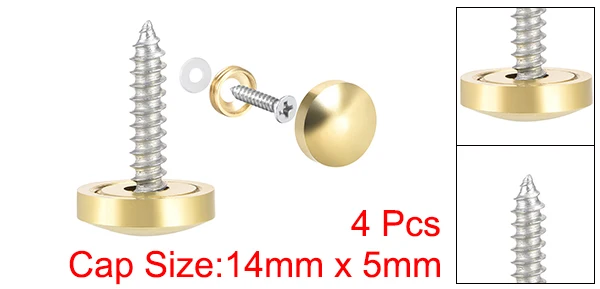Uxcell 2/4/8 Stück 10/12/14/18/22/25mm Spiegelschrauben Dekorative Kappenabdeckung Nägel Poliertes Gold Silber – Detail 8