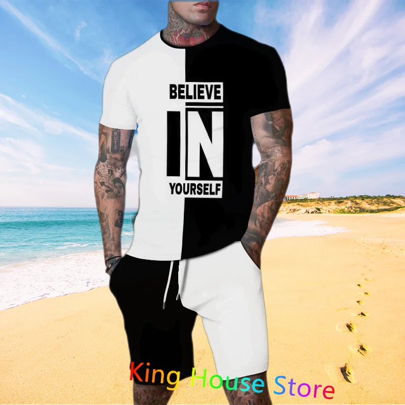 Men's Sportswear Outfit Set Summer Oversized Sport T-shirt shorts Tracksuit Set  Casual Jogging Set Male 2 Piece Outfits Sets