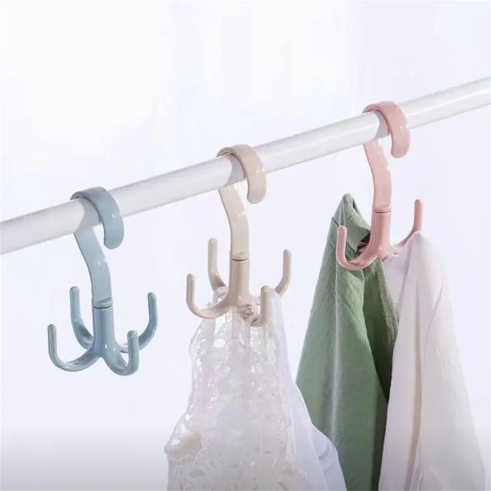Large Creative Multifunctional Rotatable Four Claw Hooks Coat Hanging Bags Scarf Wardrobe Storage Hangers Doorway Hangers Bags