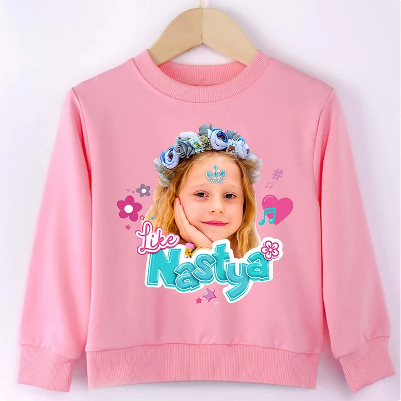 Like Nastya Cute Girl Sweatshirt 3 to 14 Years Comfy Versatile Children Clothes Outdoor Casual Tops Spring Autumn O-neck Hoodie