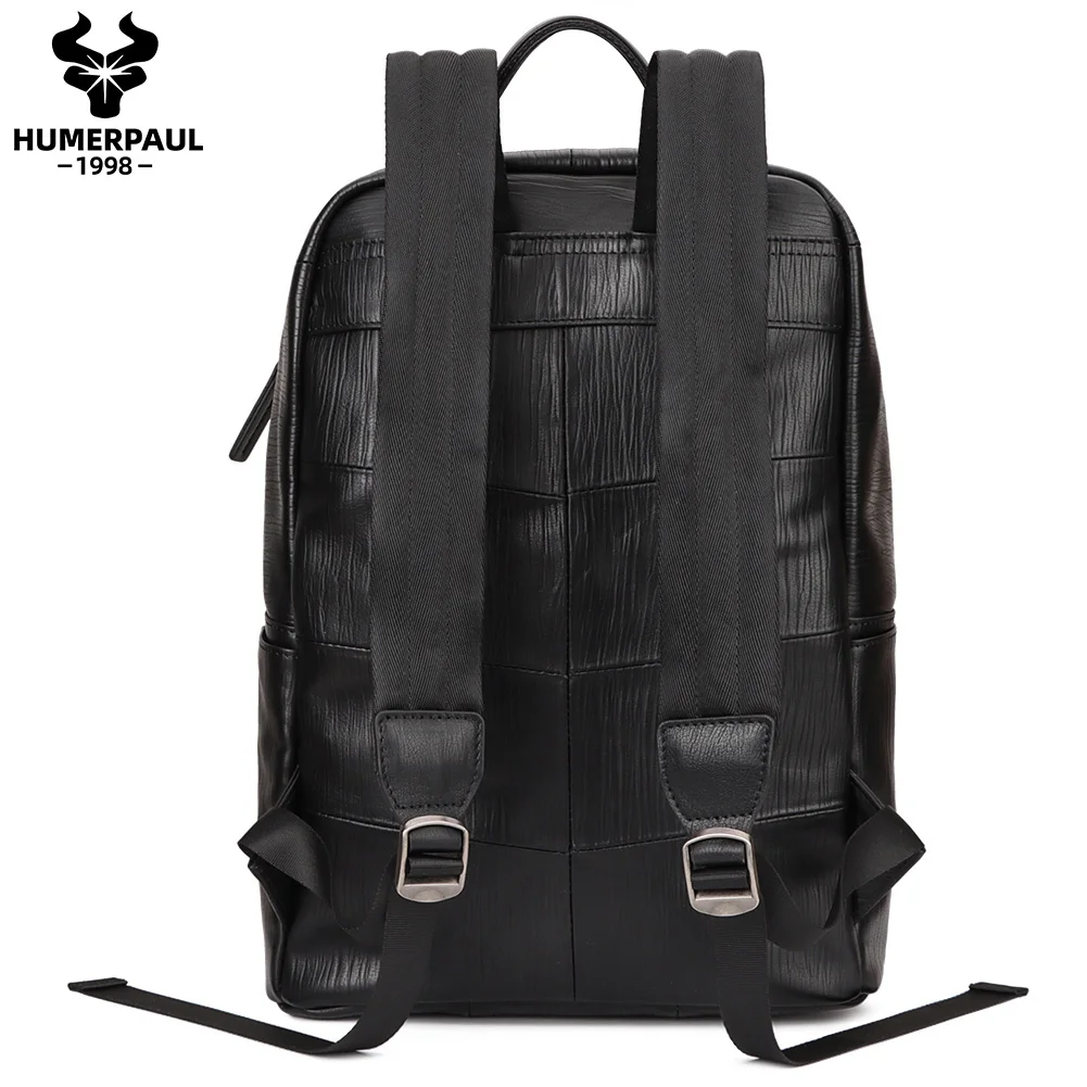 Nature Leather Men\'s Backpack Business 14 15.6 17.3inch Office School Laptop Bags Large Capacity Travel Bag Mochila