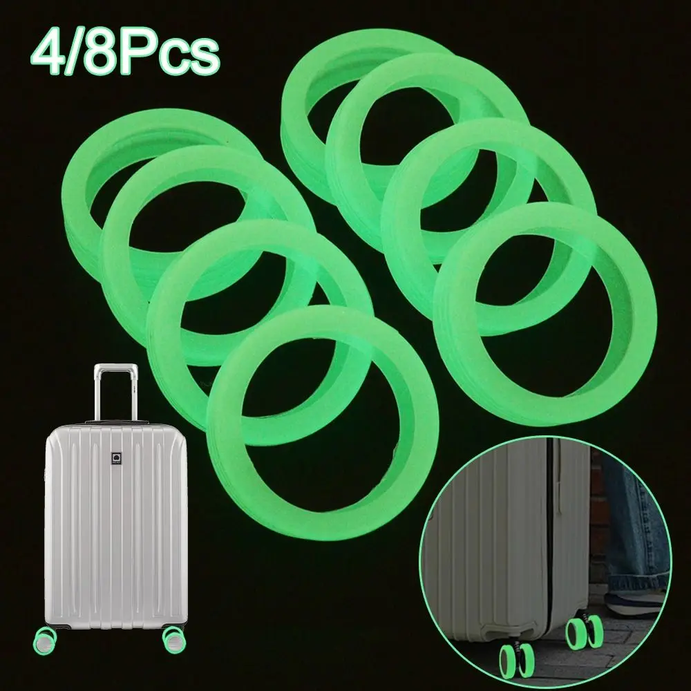 4/8Pcs Luminous Luggage Wheels Protector With Silent Sound Wheel Wear Wheels Cover Silicone Luggage Accessories Trolley Box