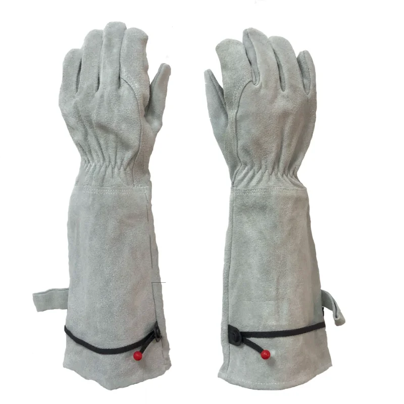 

Cowhide Long Horticultural Gloves, Sun Protection Piercing and Cutting Gloves Welding Site Work Gloves Labor Protection Gloves