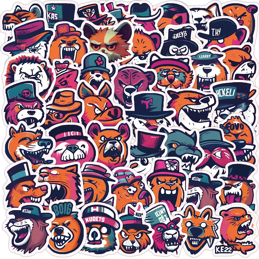 50PCS Graffiti Animal Stickers Decorative Guitar Phone Case DIY Luggage Laptop Waterproof Stickers Toy Stickers