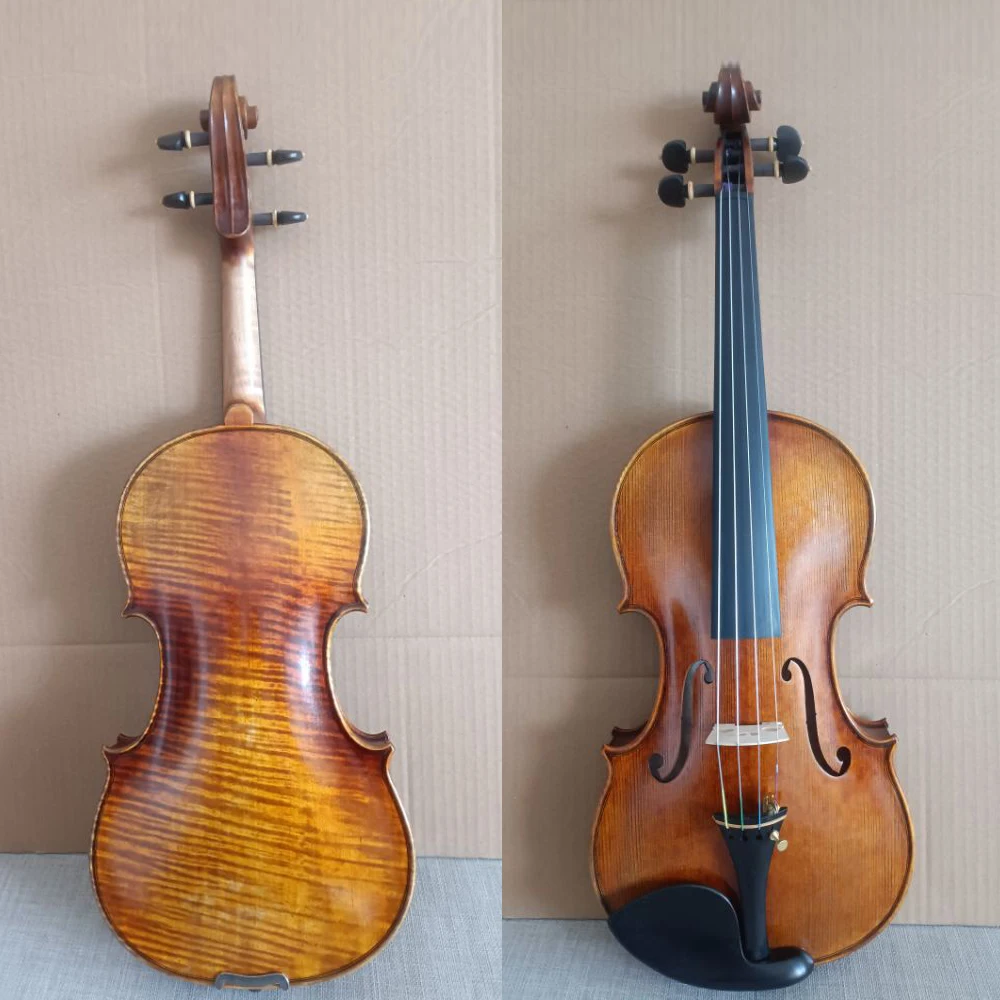 Over 20 years High-end handmade Italian vintage oily varnish 4/4 Violin Guarneri violino brazilian bow with Box