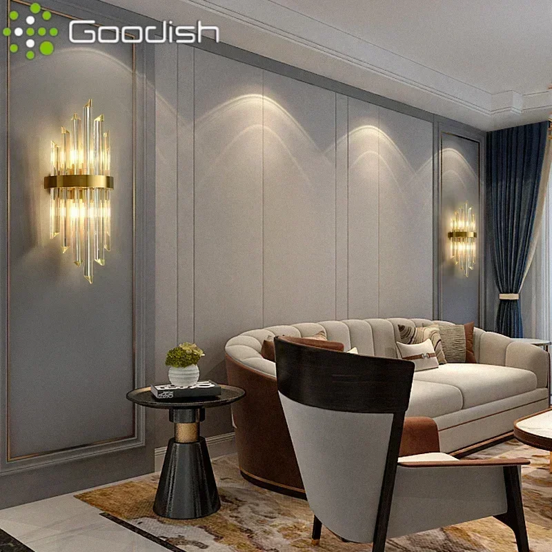 

Luxury Crystal LED Wall Lamps Bedside Lights Indoor Decoration Background Lighting for Living Room Hotel Hall Bedroom Art Decor