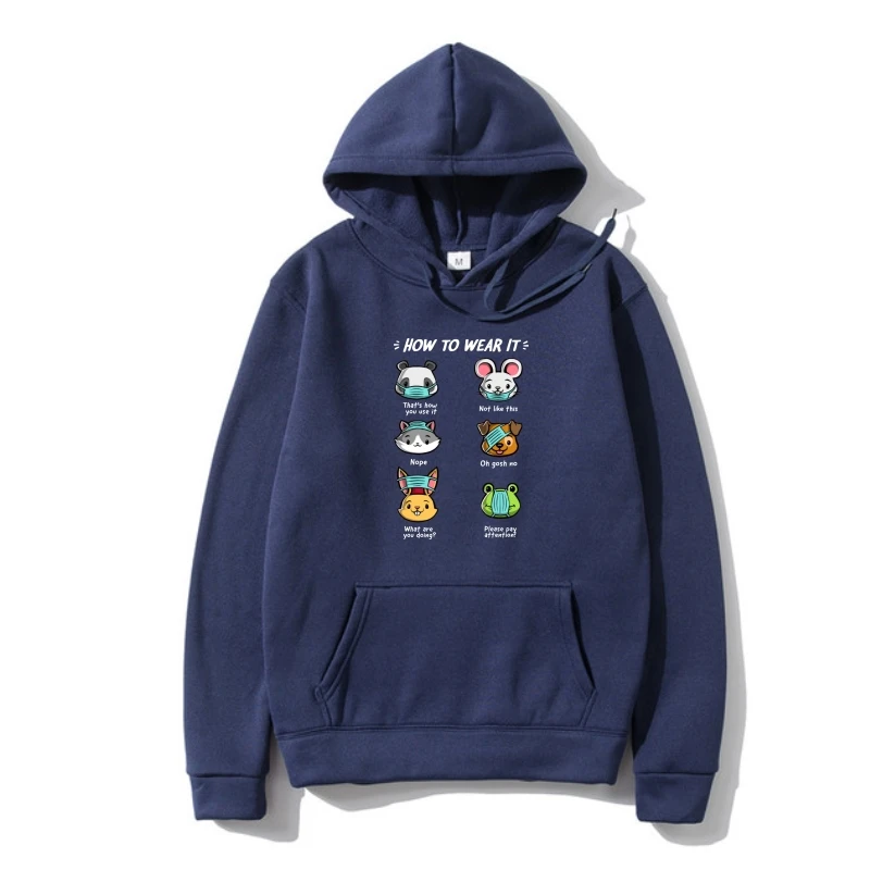 

Howo Wear A Mask Hoodie Funny Cu Animal Warmd 100%Cotton Breathable Warm Fashion Men EU Autumn