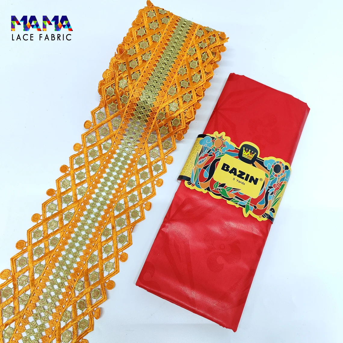 5+5 Yards African Lace Fabric Bazin Riche Brocade With Ribbons For DIY 100% Cotton Original Brocade For Wedding Dresses Laces