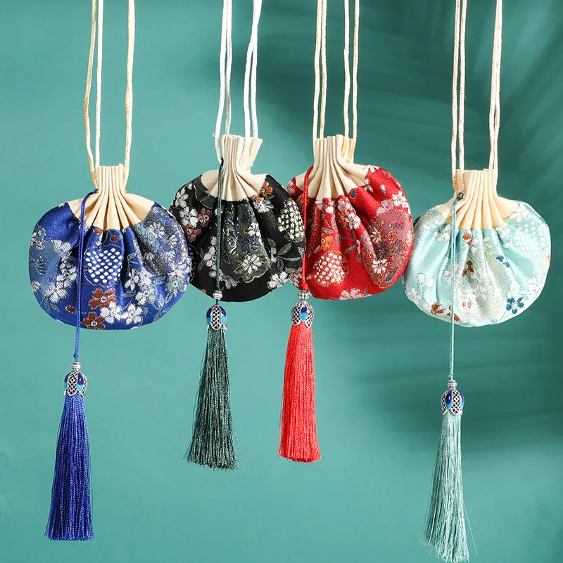 Hanfu Accessories Court Neck Tassel Sachet Car Pendant Wormwood Bag Gift Brocade Mid-Autumn Festival Sachet Empty Bag