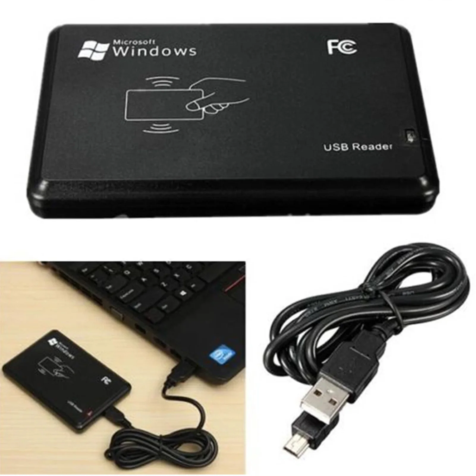USB ID Card Reader Plug and Play Compatible with Most Systems No Driver Required RFID Reader NFC Smart Cards