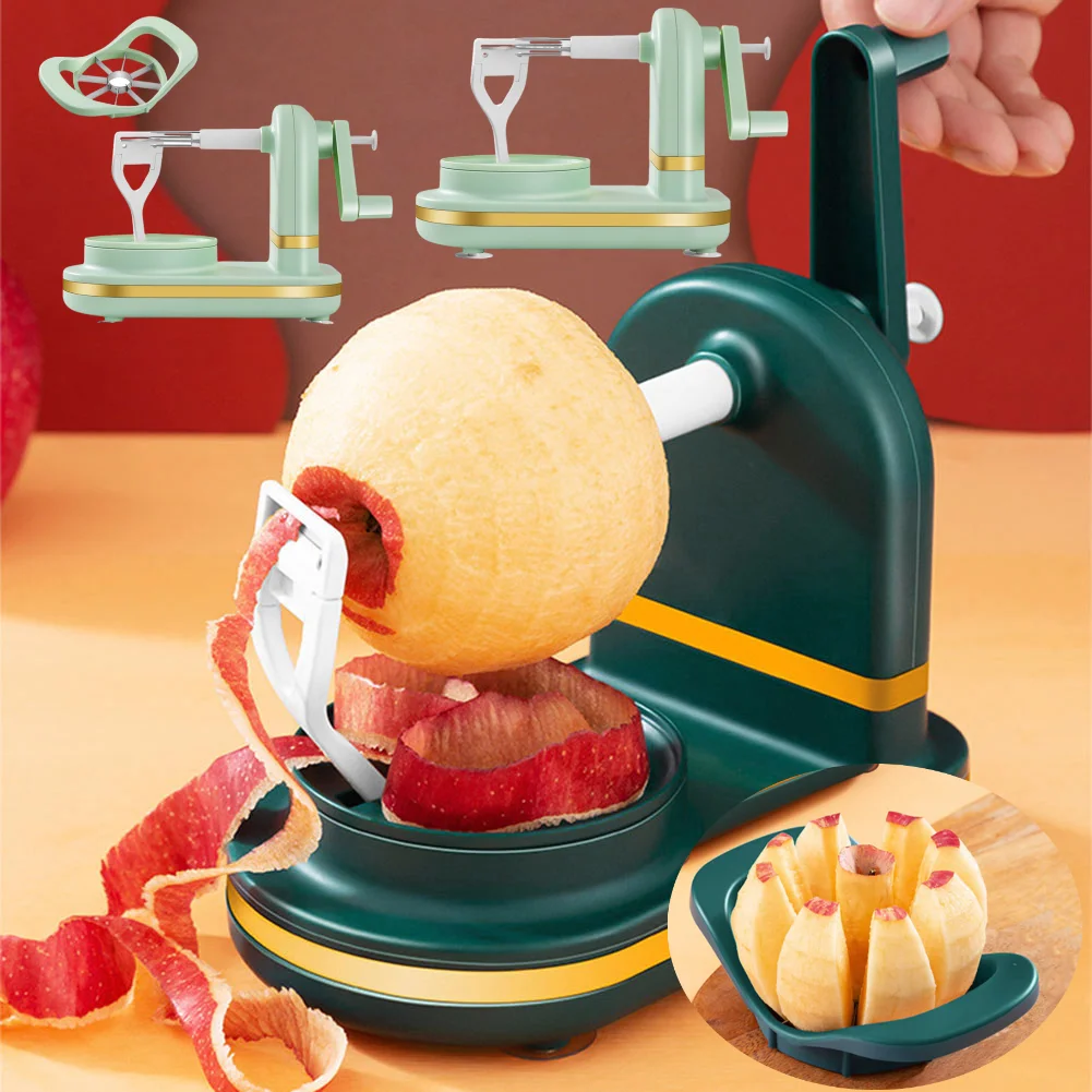 Manueller Obstschneider, multifunktional, mit Edelstahlklingen, Apfelschäler, Gemüseschneider, Schäler für Küchenhelfer