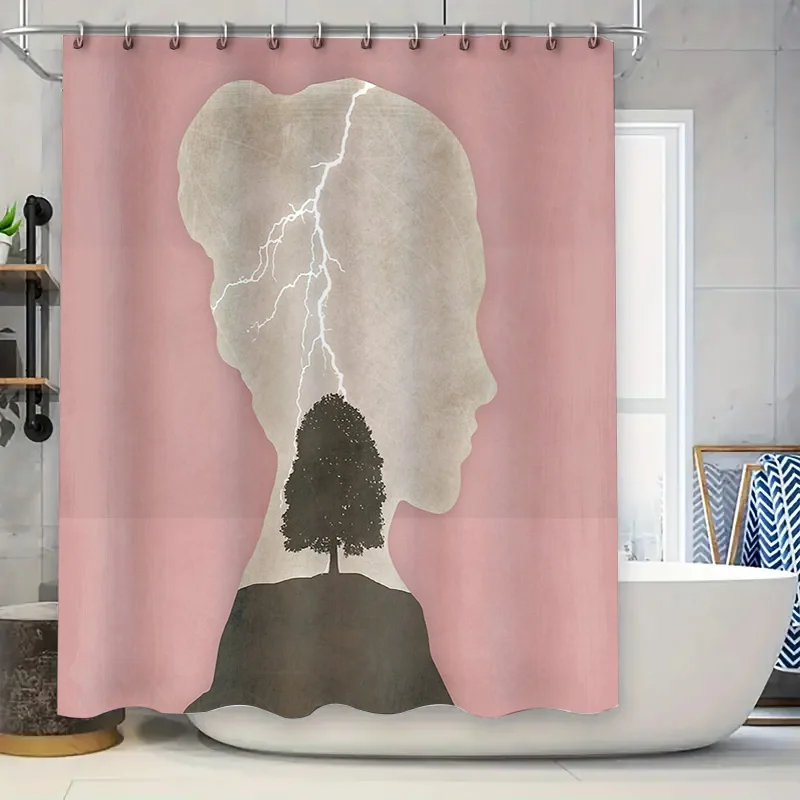 

Занавеска для душа с цветочным силуэтом дерева, ботанический декор природы, набор для ванной комнаты, современный художественный настенный гобелен для дома, гостиной